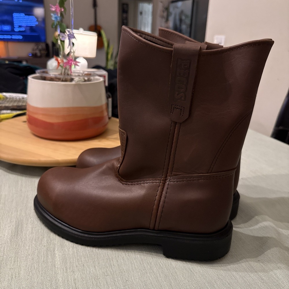 Red Wing Pecos 8241 Steel Toe Work Boots Mens 9 Brown Leather Pull On EH PR